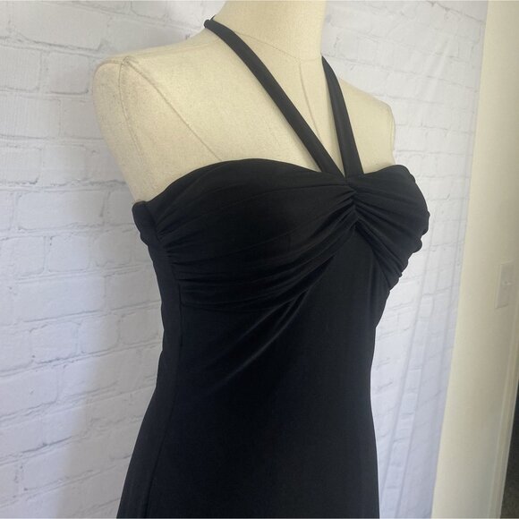 Vintage 90s B. Smart Size 4 Black Halter Ruched Tool Skirt Mini Dress - Picture 5 of 15